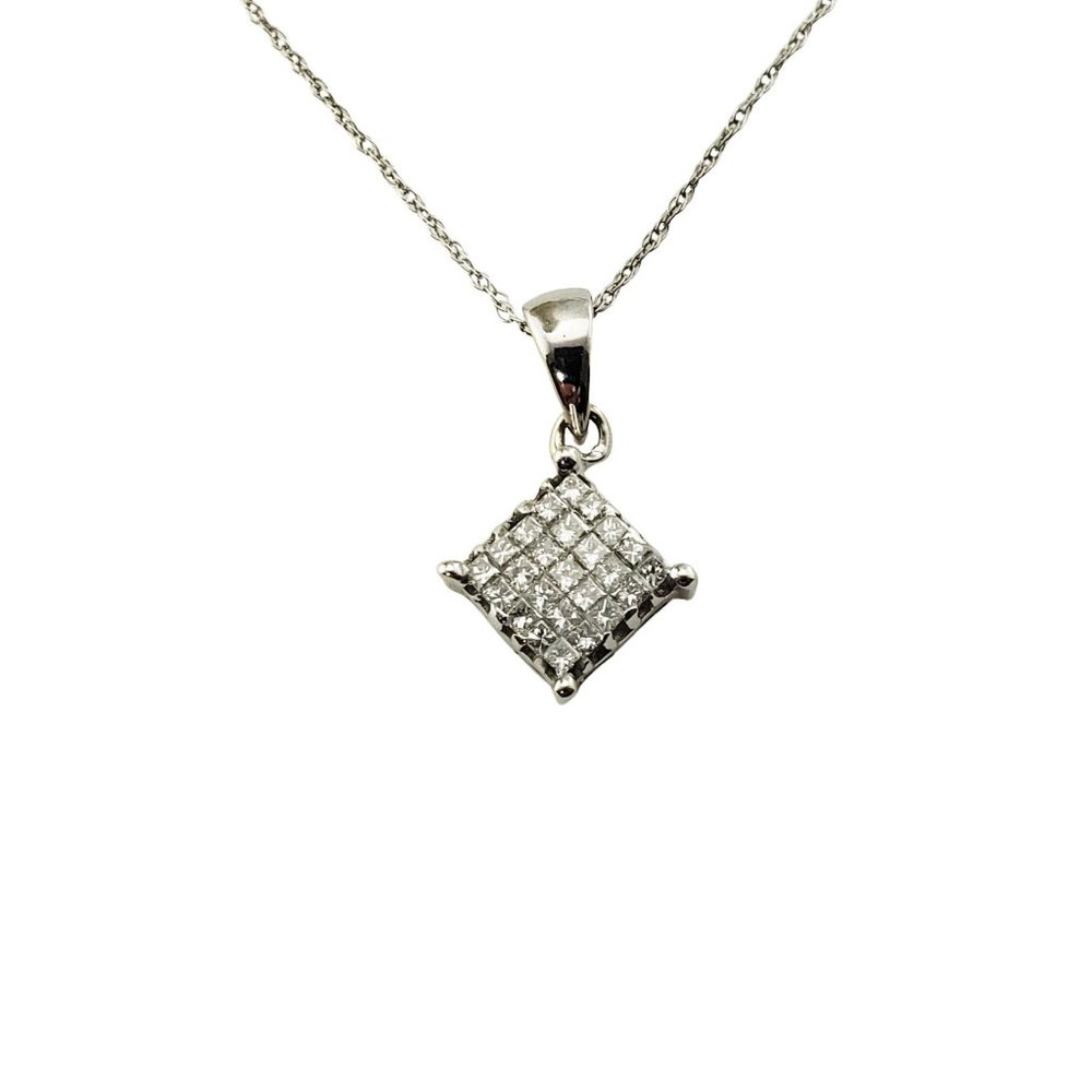 Vintage 10 Karat White Gold and Diamond Pendant Necklace #12222